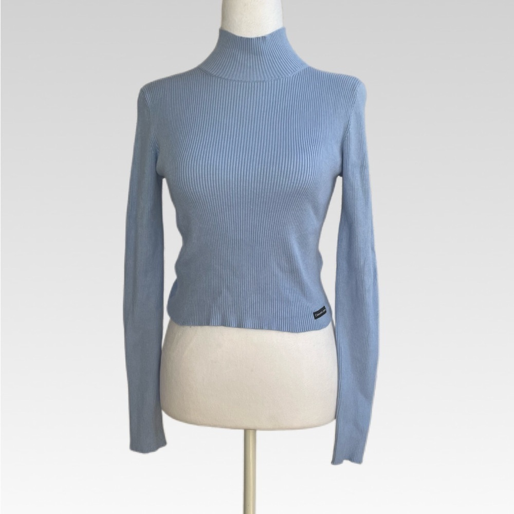 Calvin Klein Jeans Sky Blue Ribbed Sweater Size XS